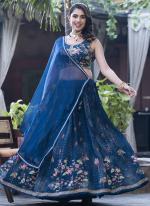 Pure Chinnon Blue Party Wear Sequence Work Readymade Lehenga Choli